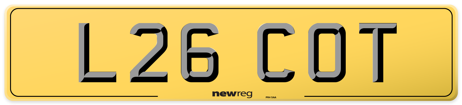 L26 COT Rear Number Plate