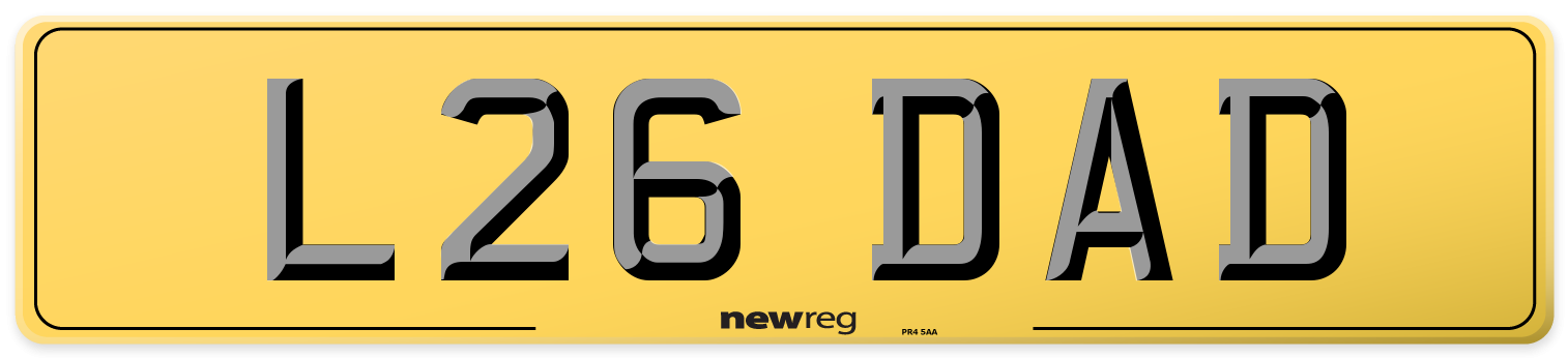 L26 DAD Rear Number Plate