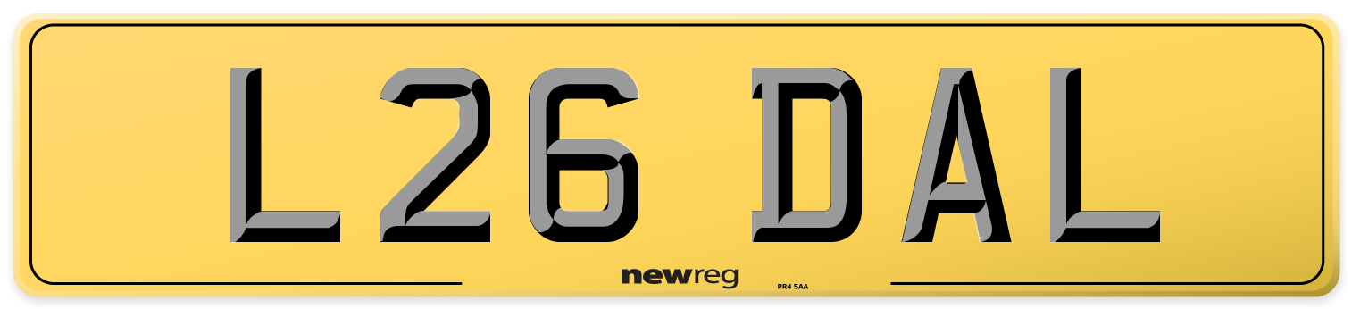 L26 DAL Rear Number Plate