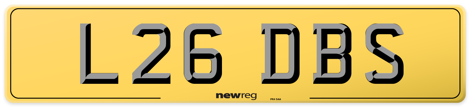 L26 DBS Rear Number Plate