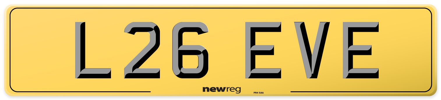 L26 EVE Rear Number Plate