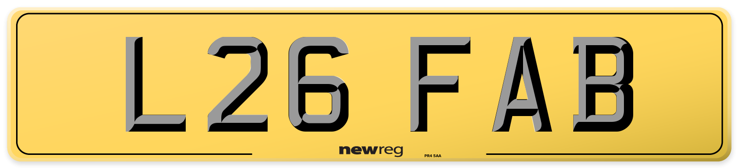 L26 FAB Rear Number Plate