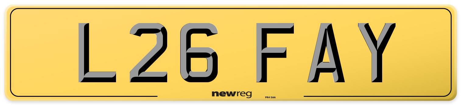 L26 FAY Rear Number Plate