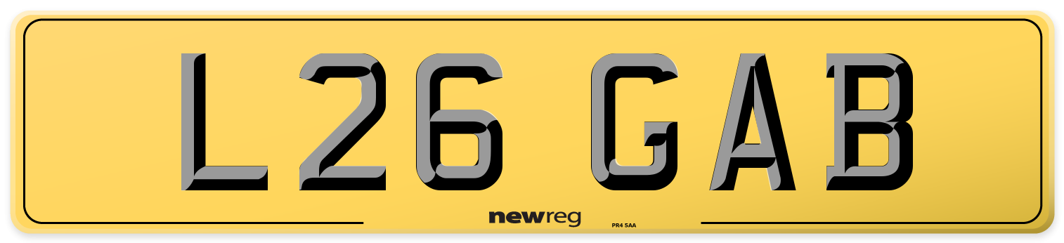 L26 GAB Rear Number Plate