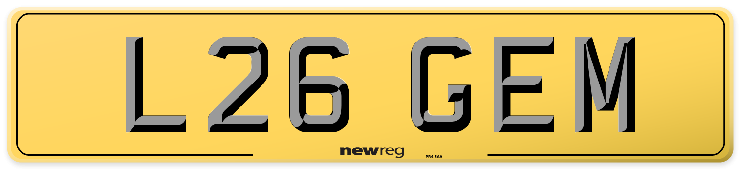L26 GEM Rear Number Plate
