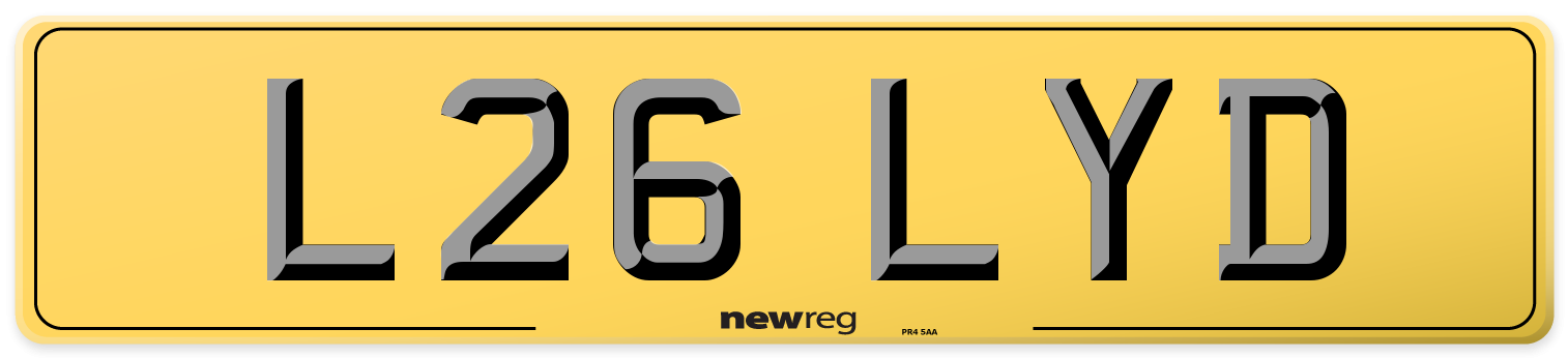 L26 LYD Rear Number Plate