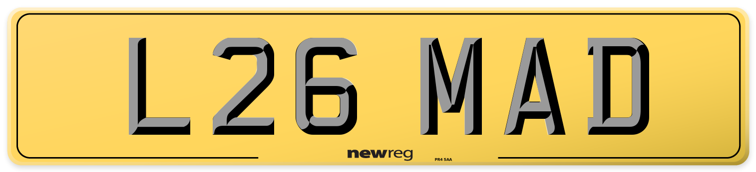 L26 MAD Rear Number Plate