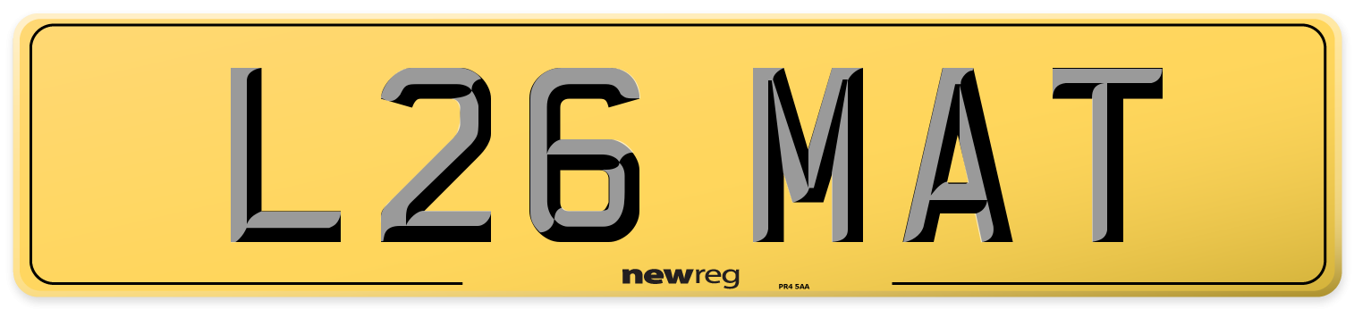 L26 MAT Rear Number Plate