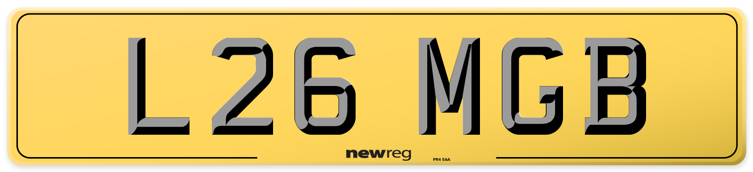L26 MGB Rear Number Plate