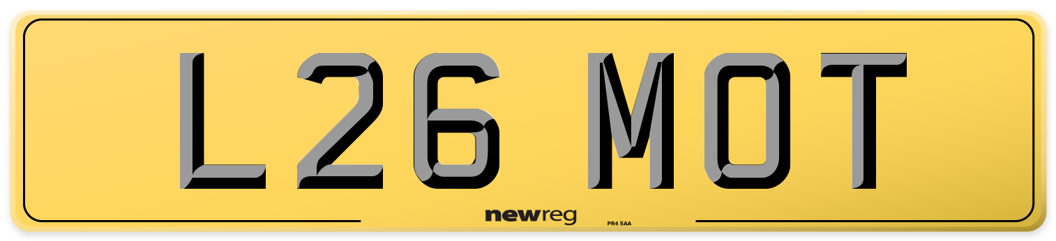 L26 MOT Rear Number Plate