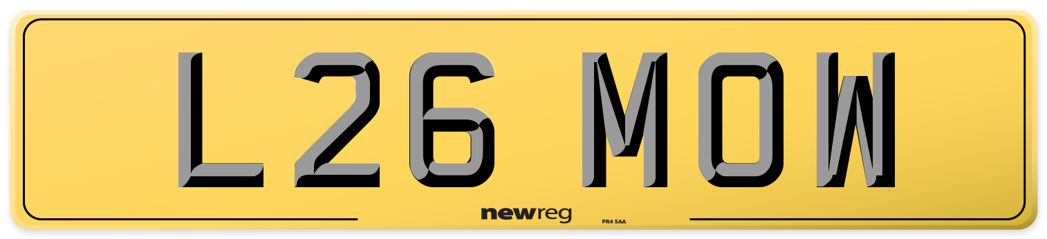 L26 MOW Rear Number Plate