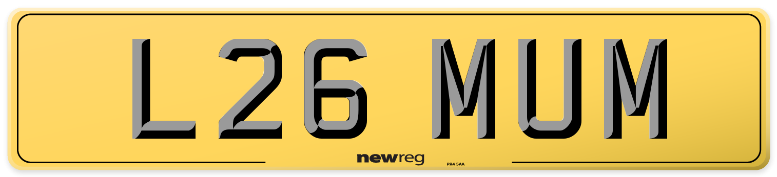 L26 MUM Rear Number Plate
