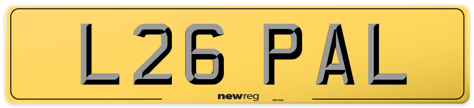 L26 PAL Rear Number Plate