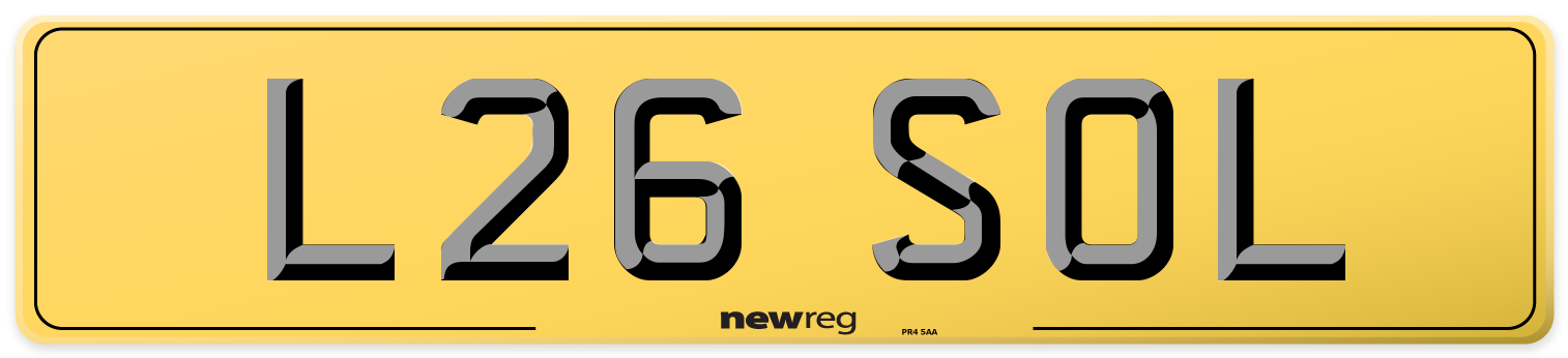L26 SOL Rear Number Plate