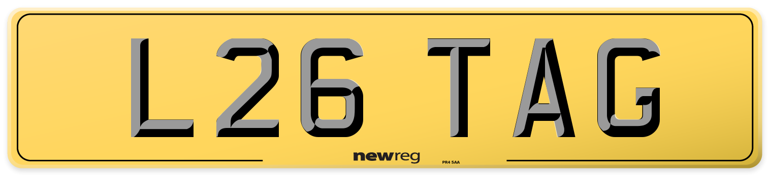 L26 TAG Rear Number Plate