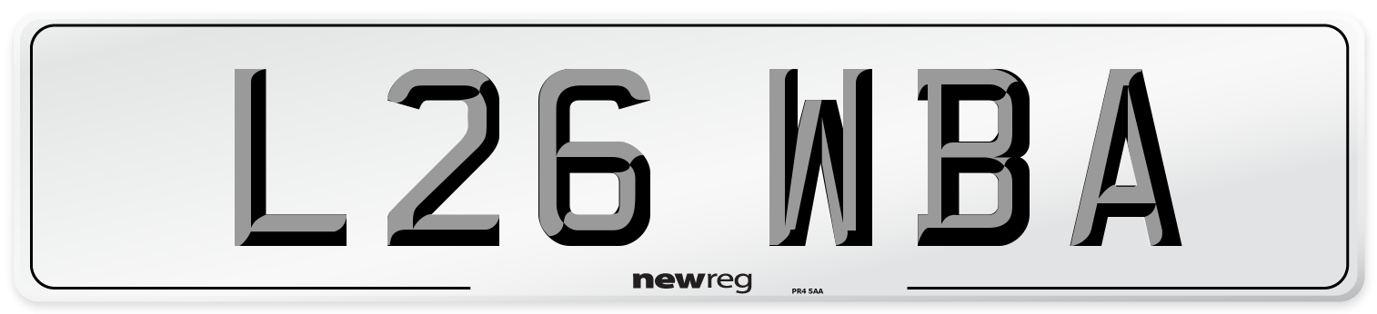 L26 WBA Front Number Plate