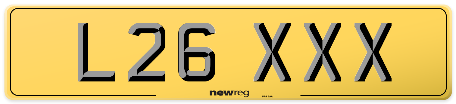 L26 XXX Rear Number Plate