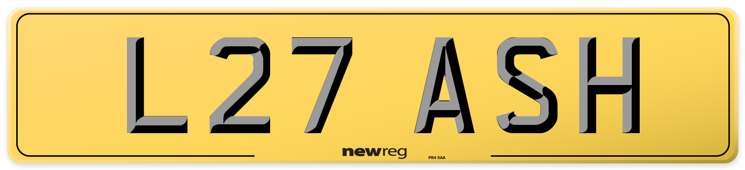 L27 ASH Rear Number Plate