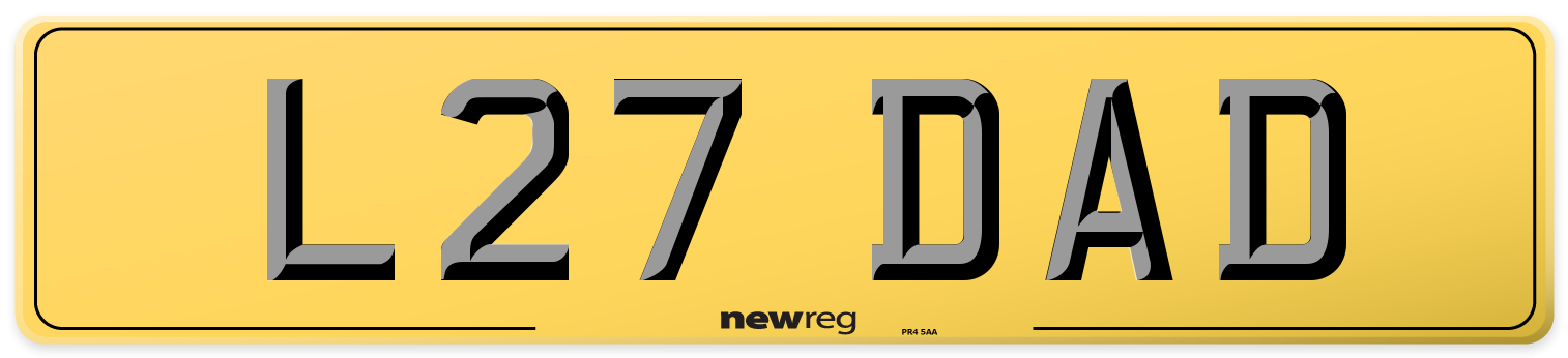 L27 DAD Rear Number Plate