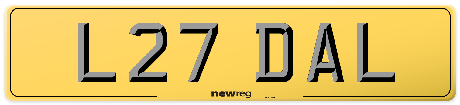 L27 DAL Rear Number Plate