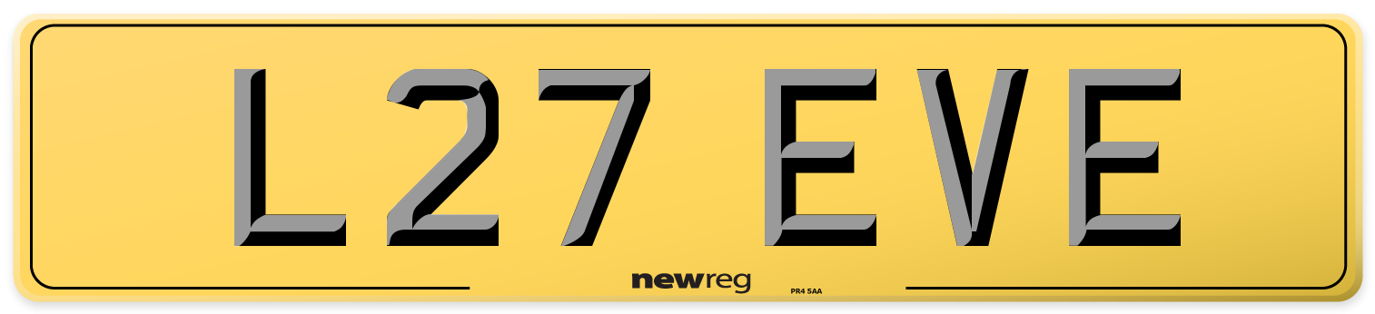 L27 EVE Rear Number Plate