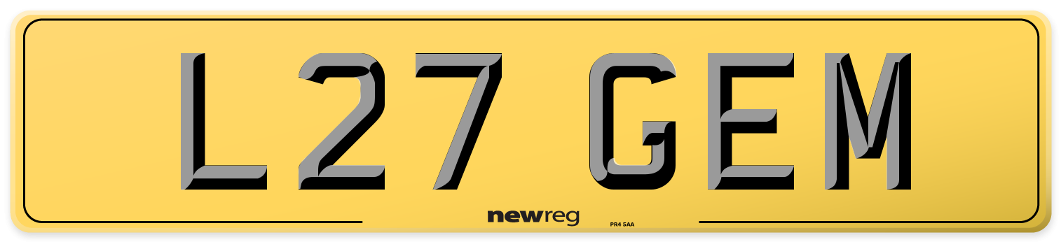 L27 GEM Rear Number Plate