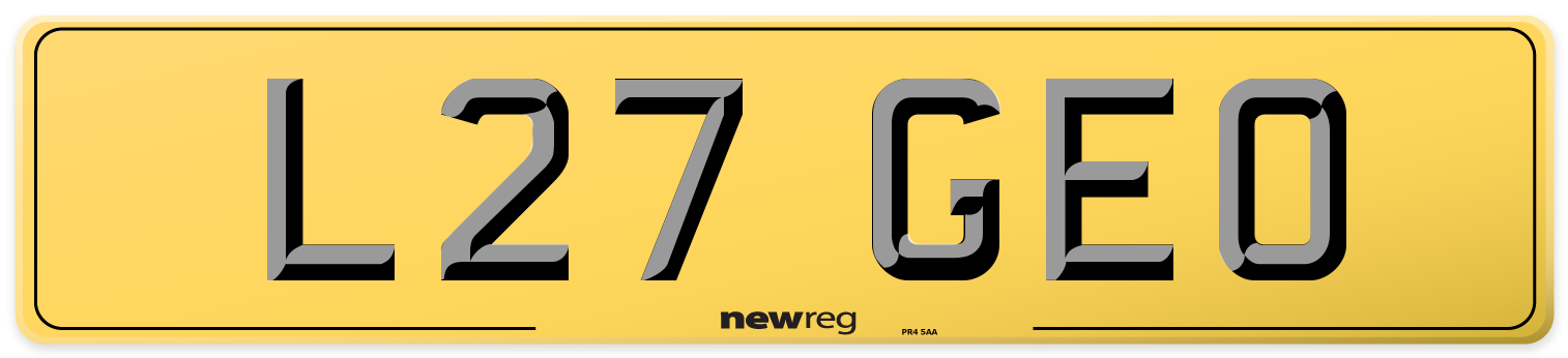 L27 GEO Rear Number Plate