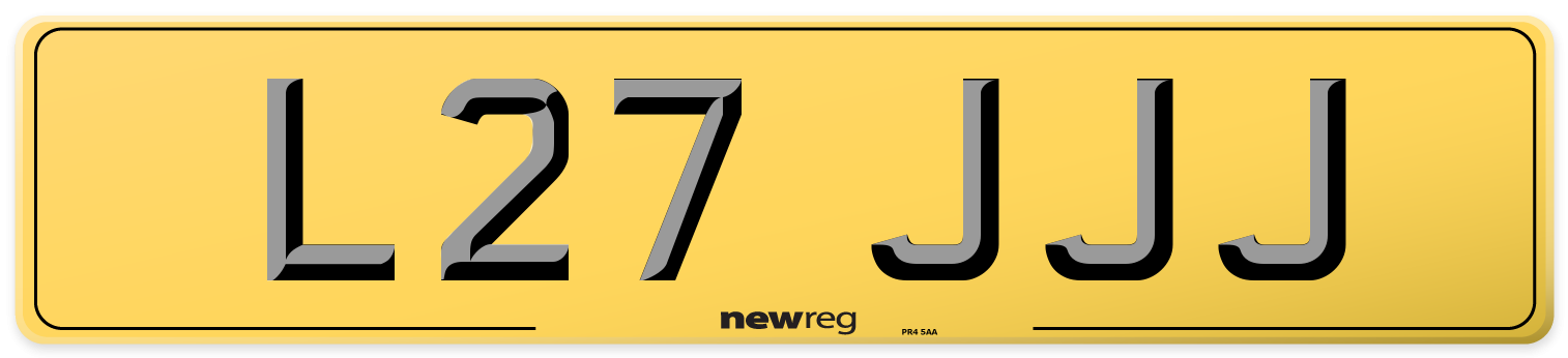 L27 JJJ Rear Number Plate