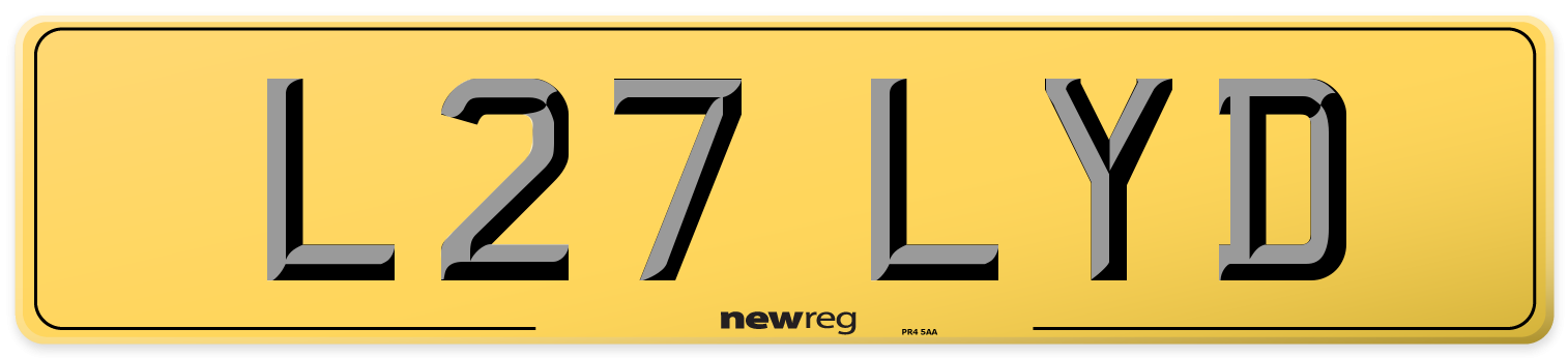 L27 LYD Rear Number Plate