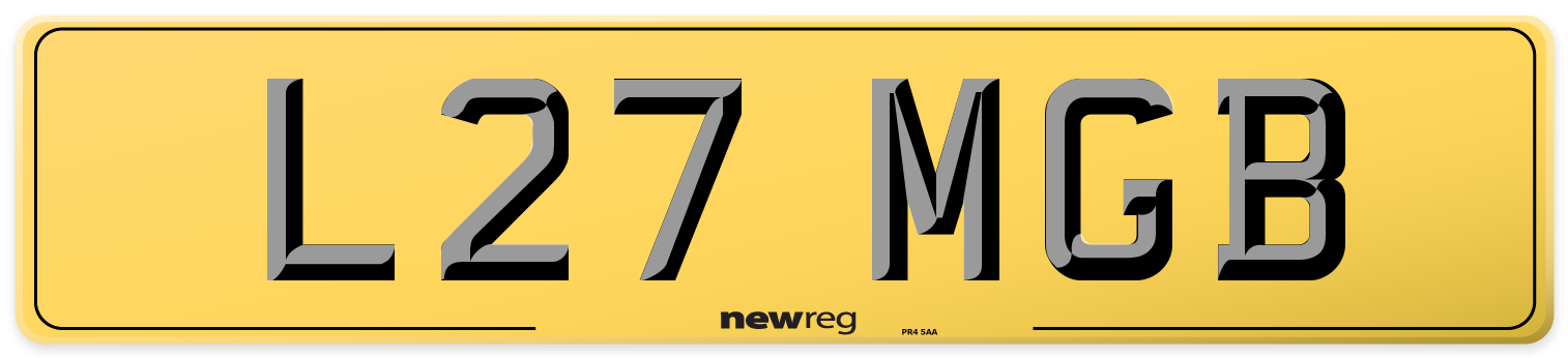 L27 MGB Rear Number Plate