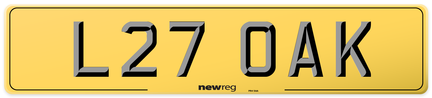 L27 OAK Rear Number Plate