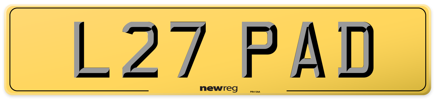 L27 PAD Rear Number Plate