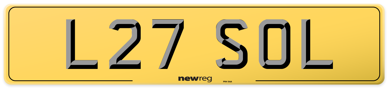 L27 SOL Rear Number Plate