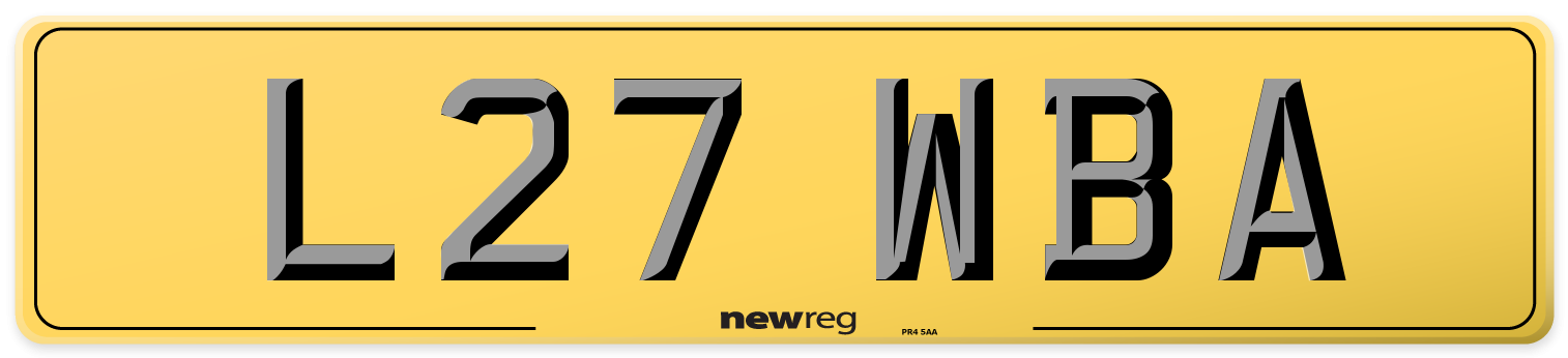 L27 WBA Rear Number Plate