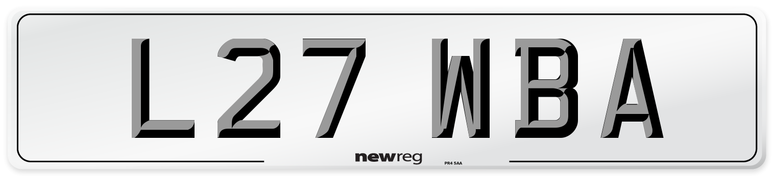 L27 WBA Front Number Plate