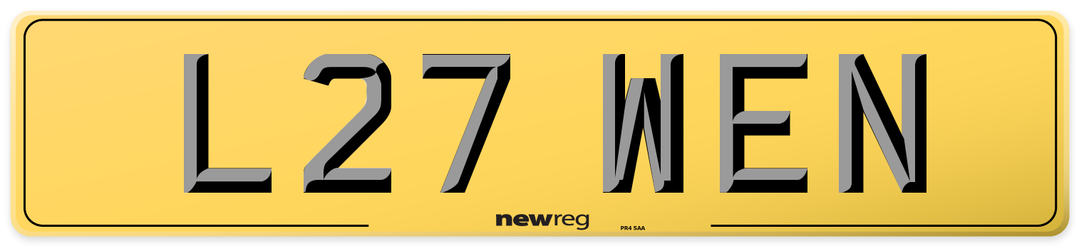 L27 WEN Rear Number Plate