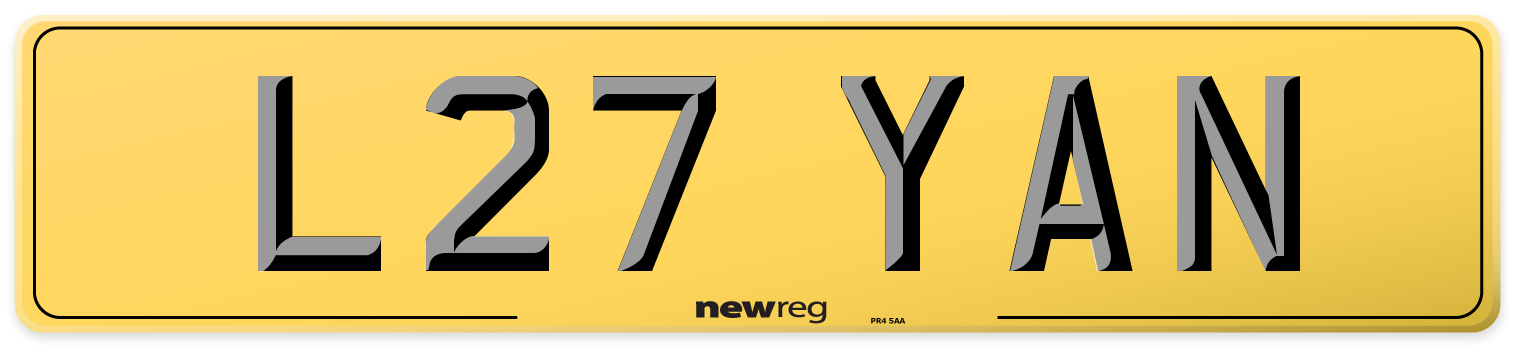 L27 YAN Rear Number Plate
