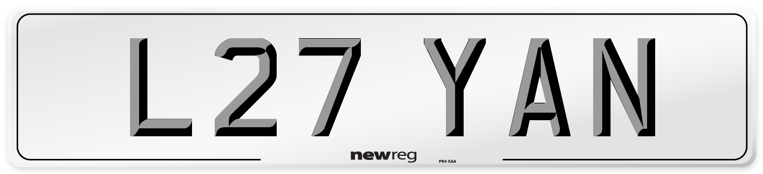L27 YAN Front Number Plate