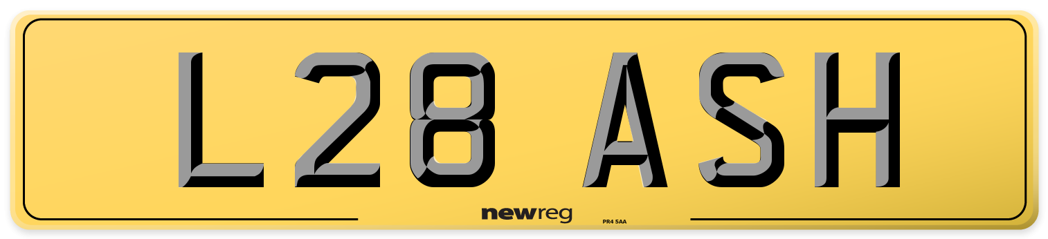 L28 ASH Rear Number Plate