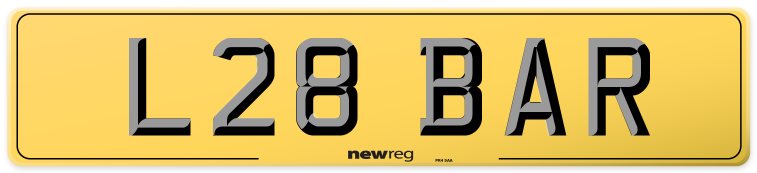 L28 BAR Rear Number Plate