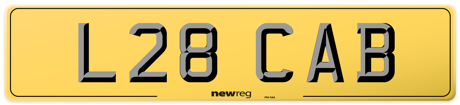 L28 CAB Rear Number Plate