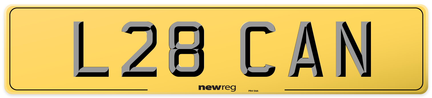L28 CAN Rear Number Plate