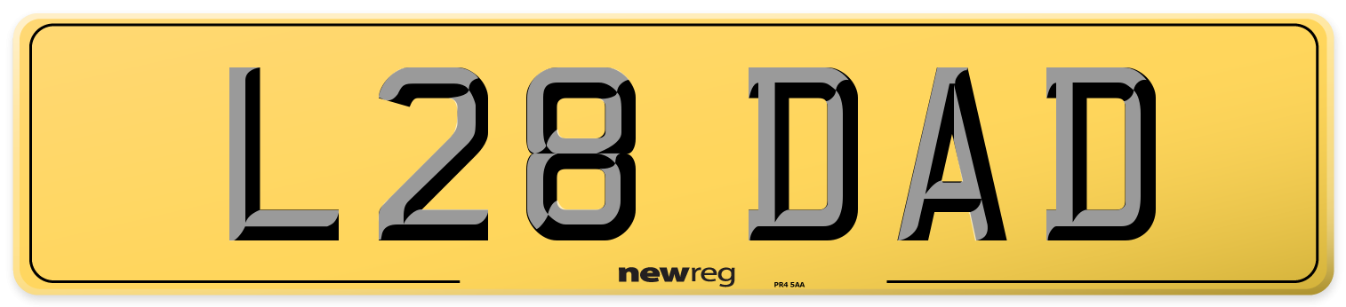 L28 DAD Rear Number Plate