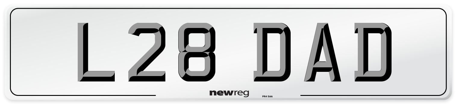 L28 DAD Front Number Plate