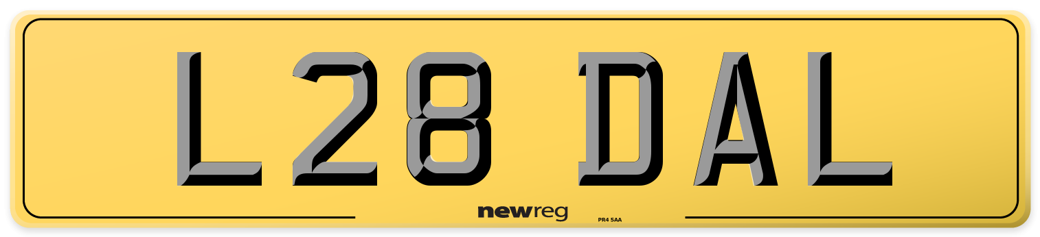 L28 DAL Rear Number Plate