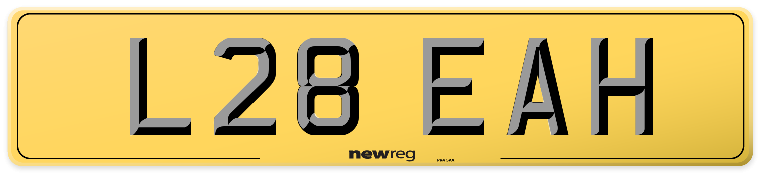 L28 EAH Rear Number Plate