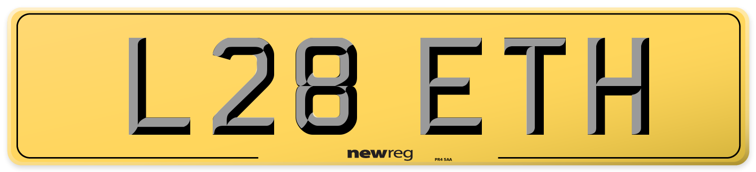 L28 ETH Rear Number Plate