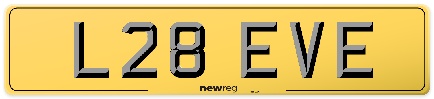 L28 EVE Rear Number Plate
