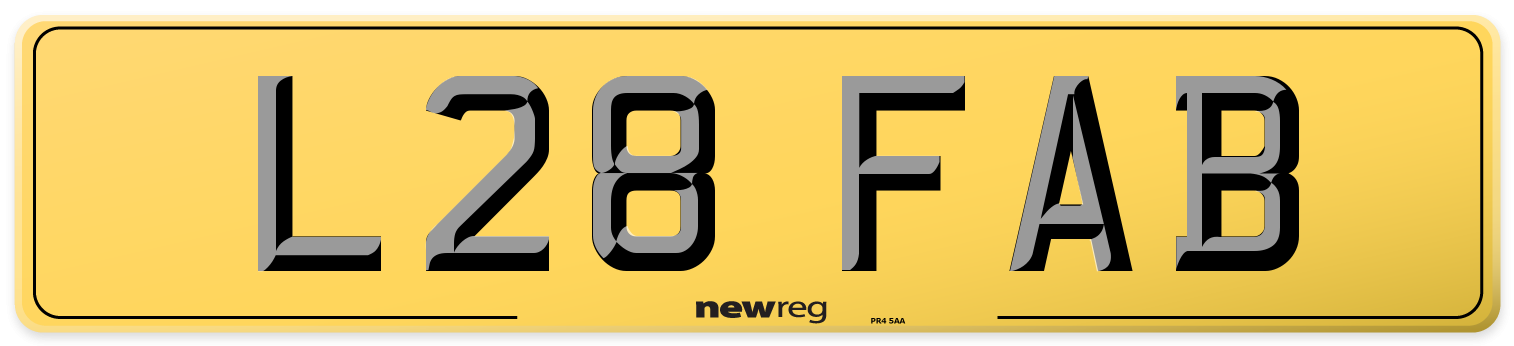L28 FAB Rear Number Plate