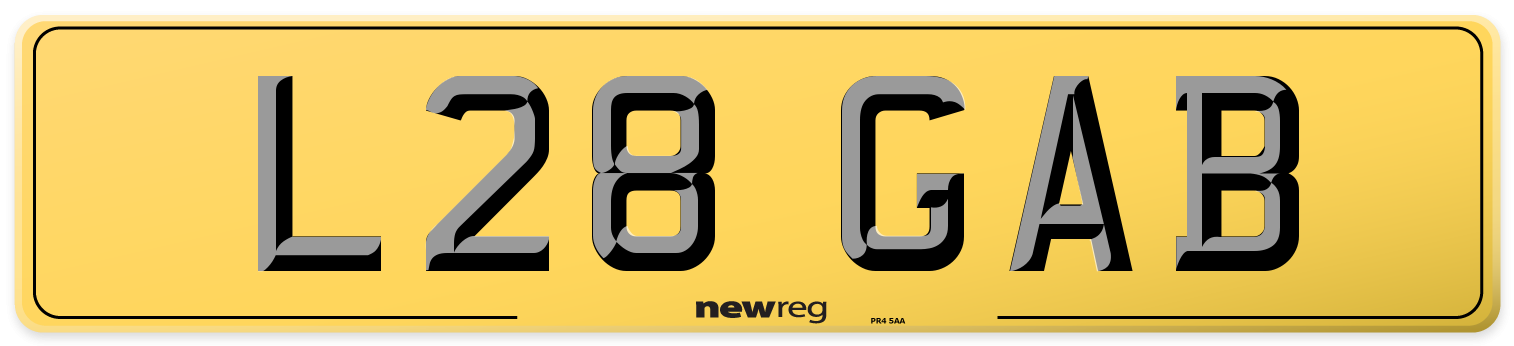 L28 GAB Rear Number Plate